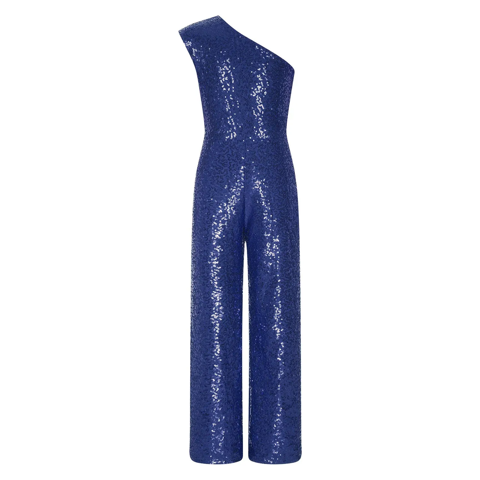 Girls Sequinned Jumpsuit One Shoulder Romper Performance Dancewear