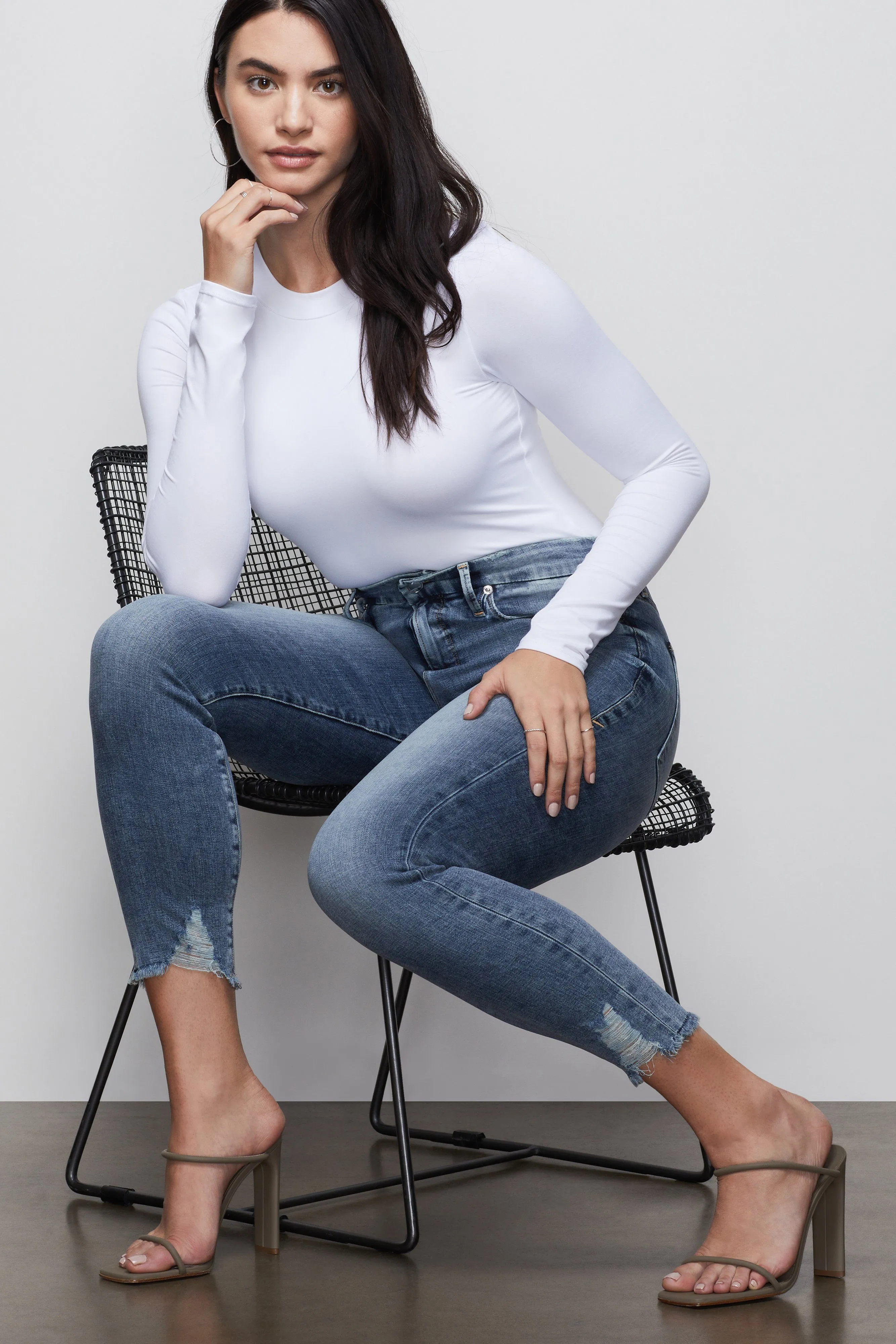 GOOD WAIST CROP FRAY | BLUE395