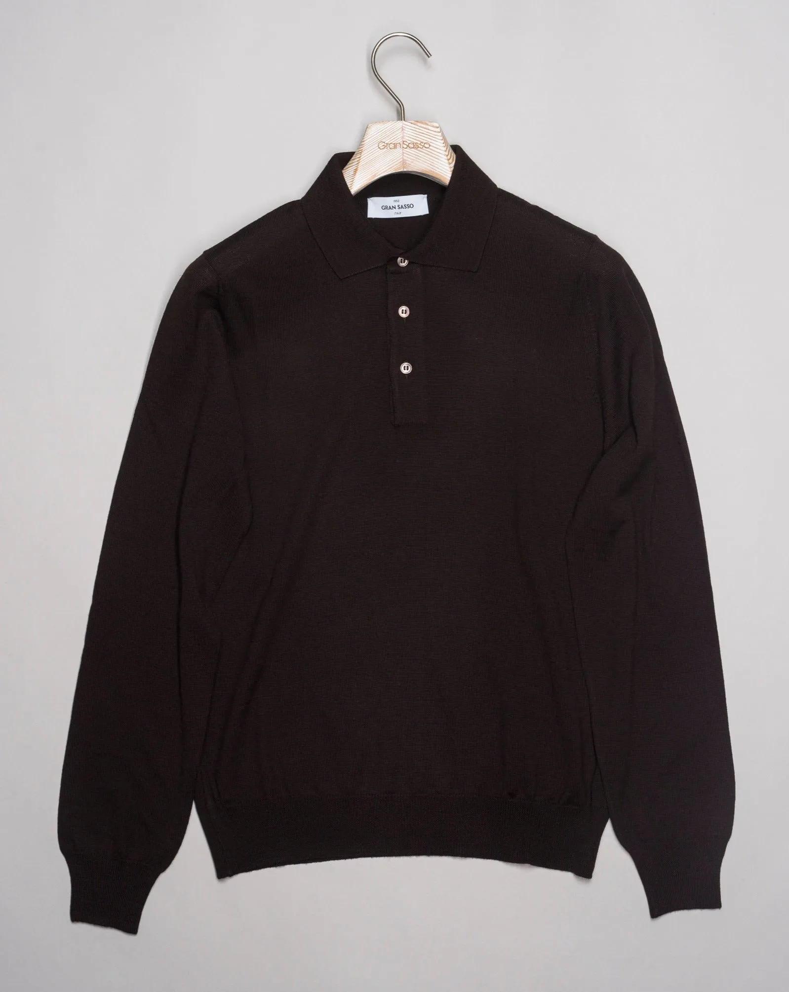 Gran Sasso Merino Wool Polo Knit / Dark Brown