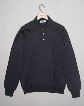 Gran Sasso Merino Wool Polo Knit / Dark Grey