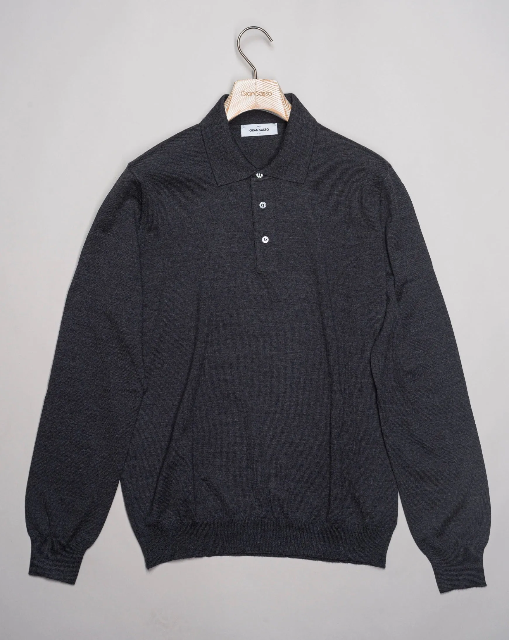 Gran Sasso Merino Wool Polo Knit / Dark Grey