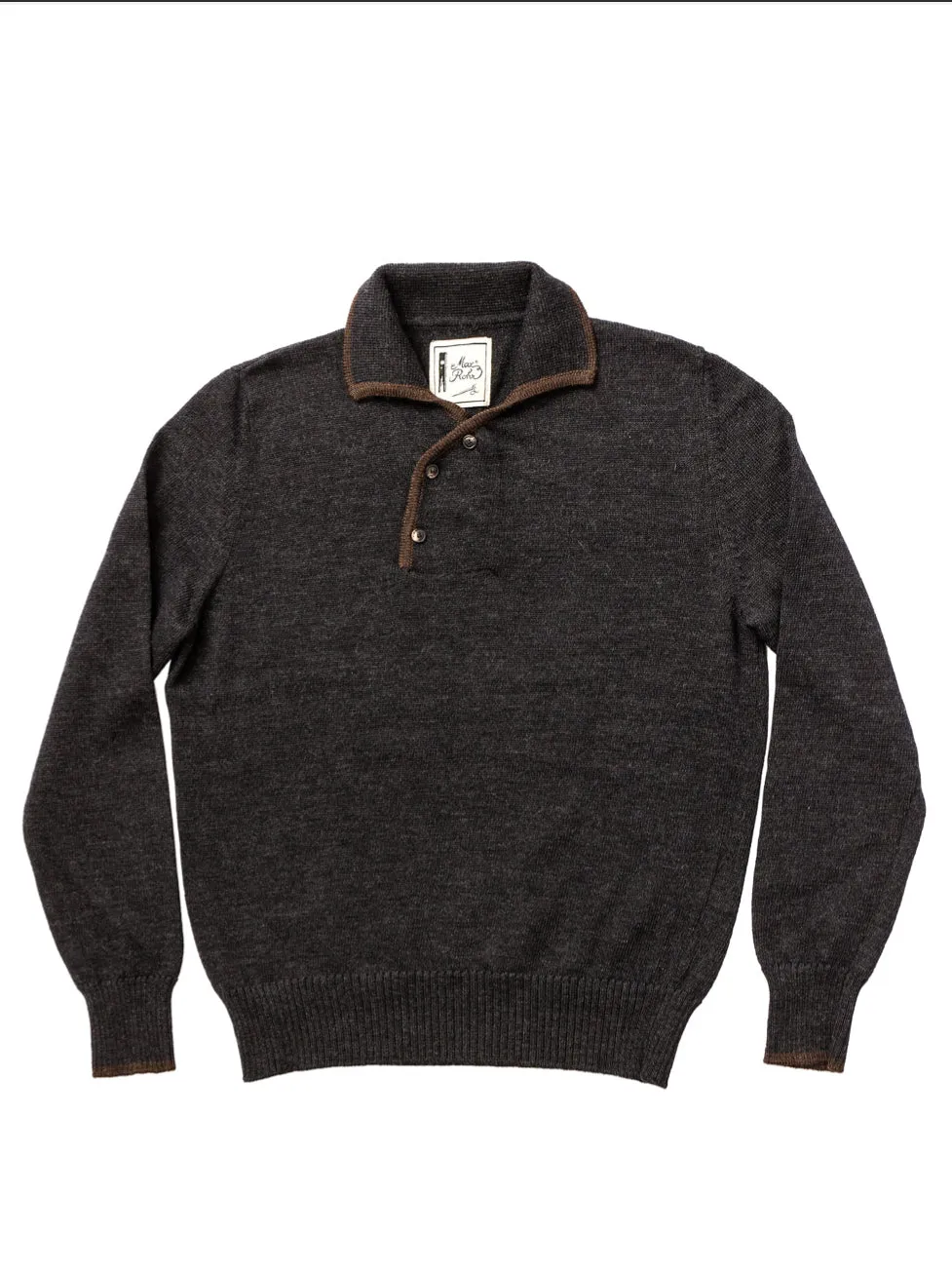 GRP x Max Rohr, 2-Buttons Polo, Charcoal/ Brown