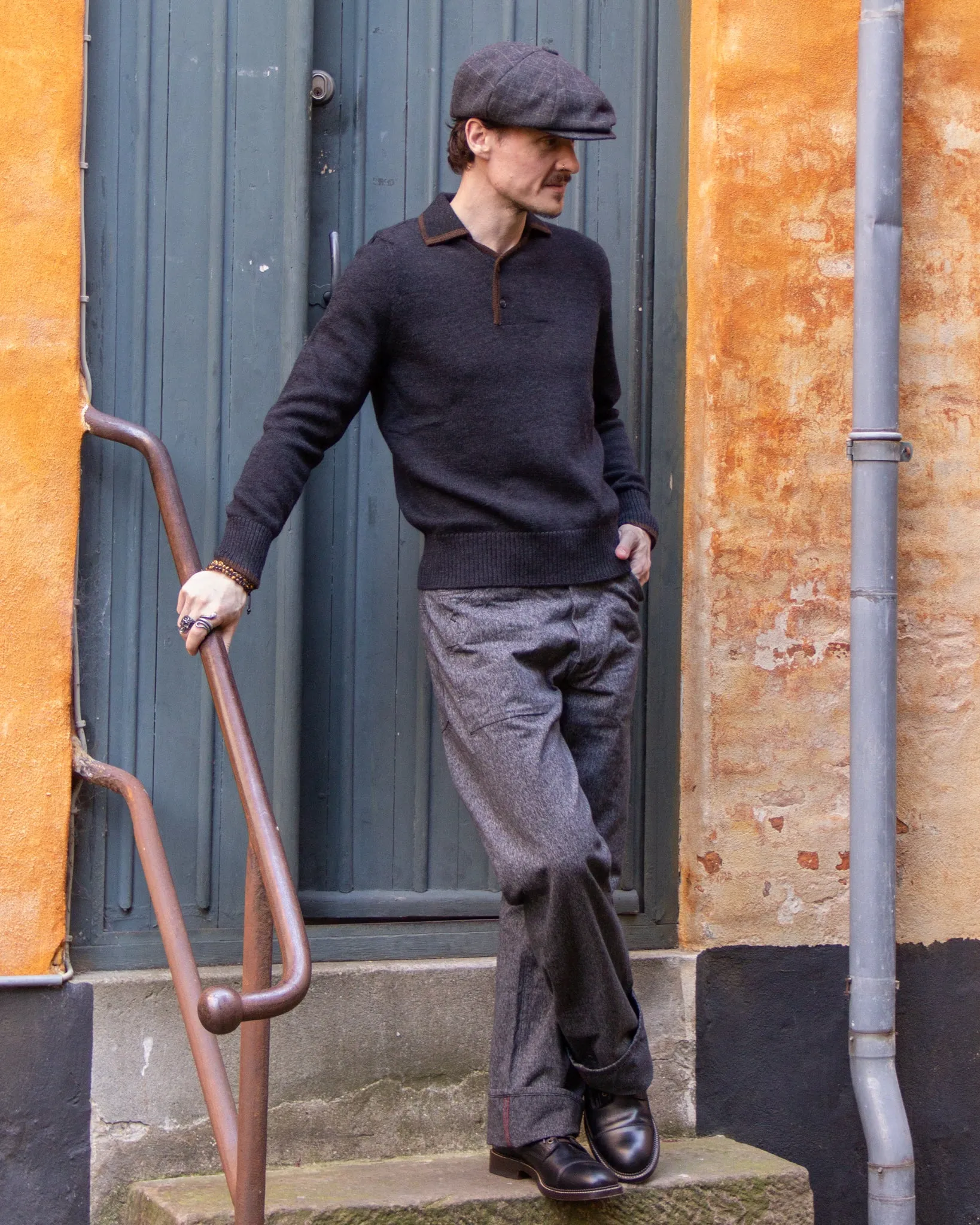 GRP x Max Rohr, 2-Buttons Polo, Charcoal/ Brown