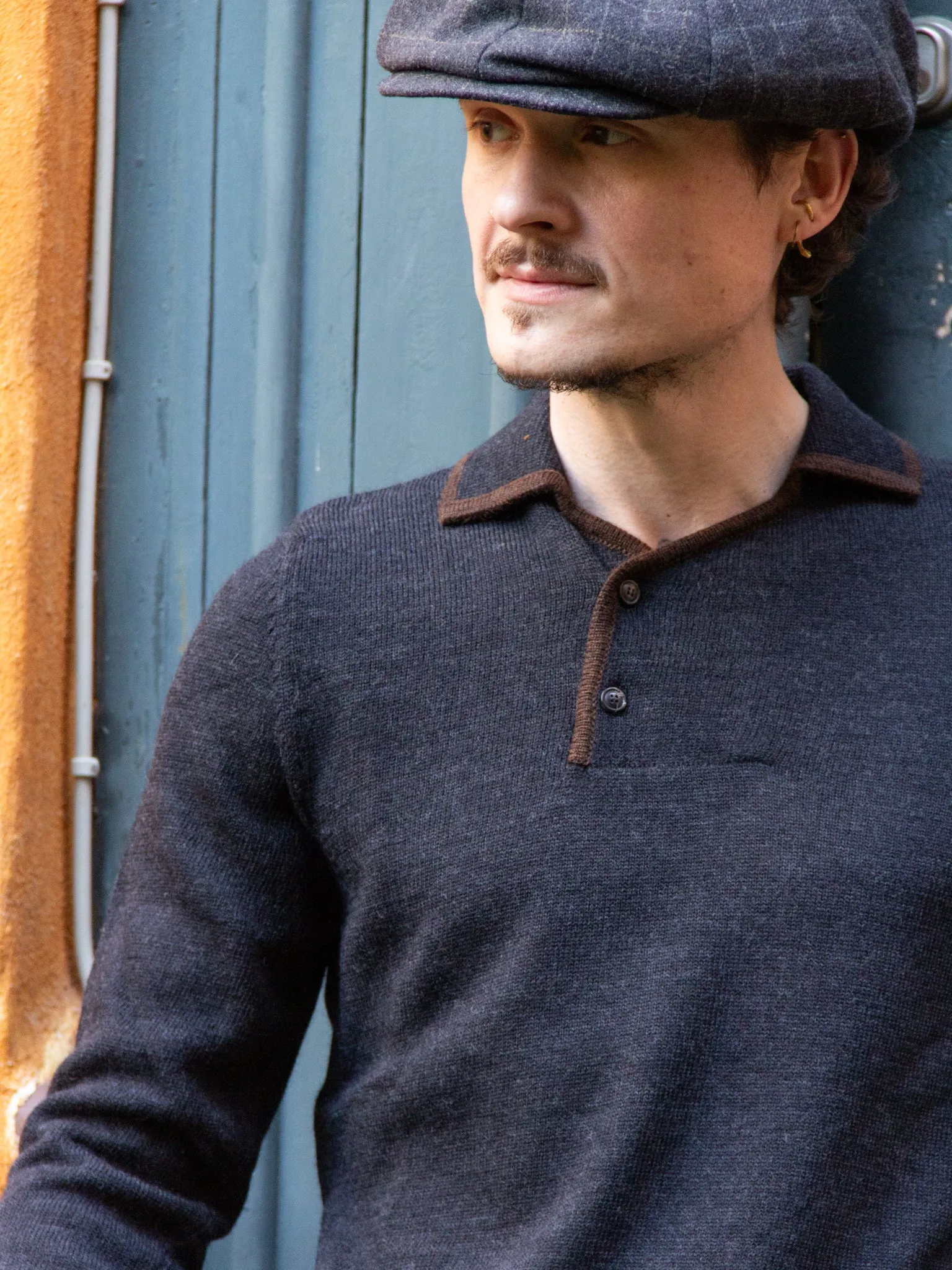 GRP x Max Rohr, 2-Buttons Polo, Charcoal/ Brown