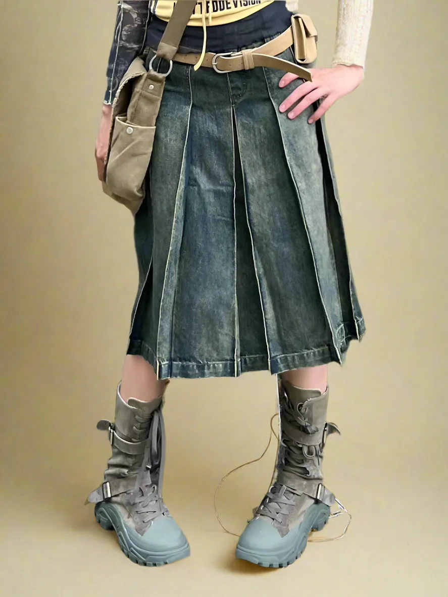 Grunge Washed Utility Skirt