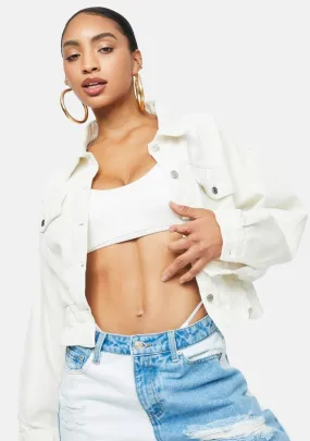 Ivory Total Icon Crop Denim Jacket