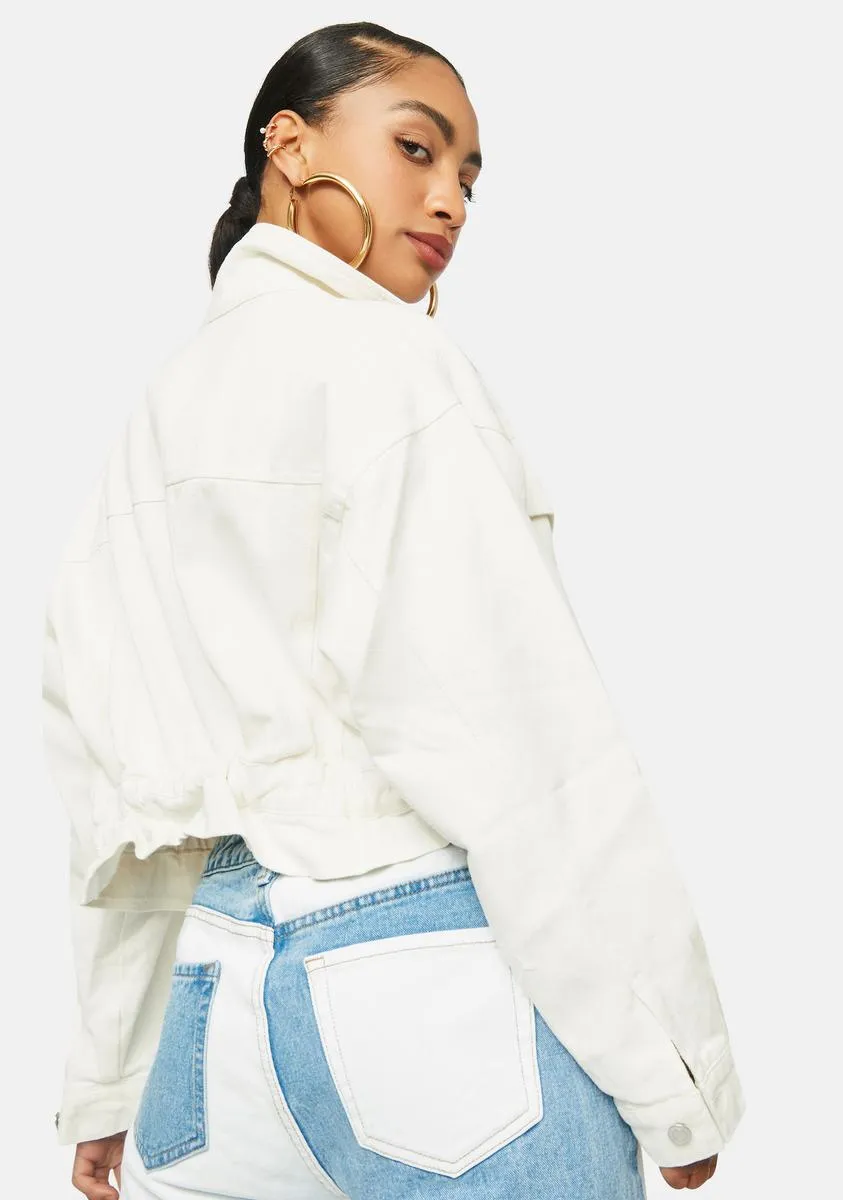 Ivory Total Icon Crop Denim Jacket