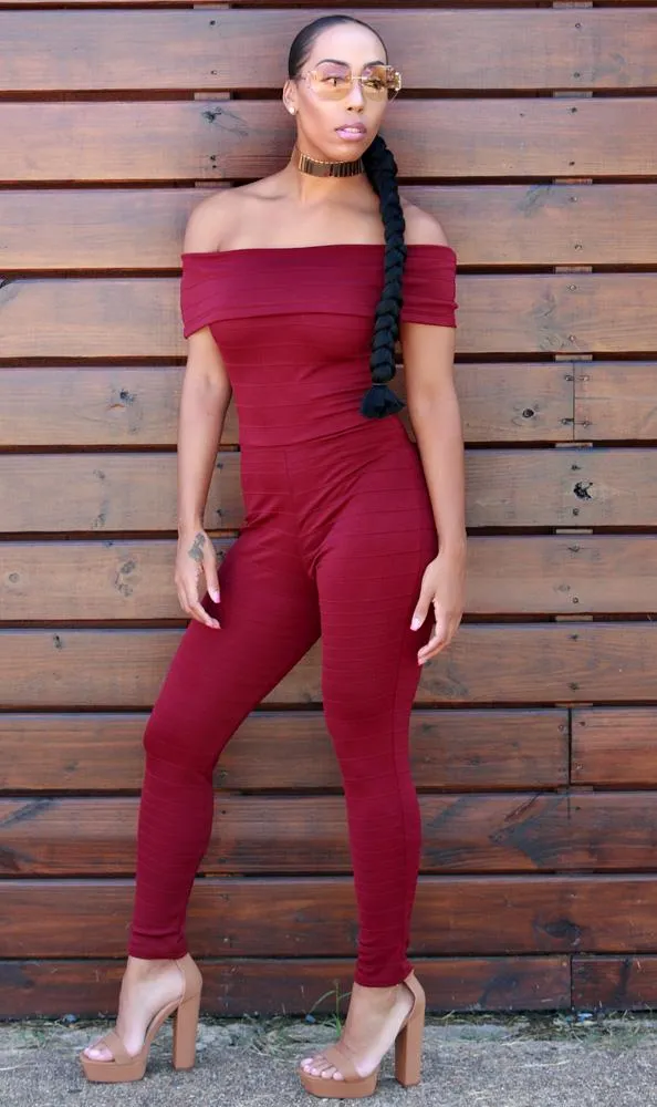 KARAN BURGUNDY JUMPSUIT