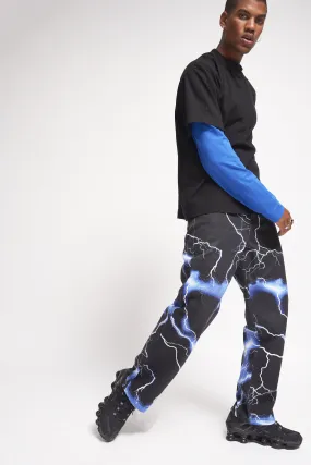 Lightning Bolt Print Jeans