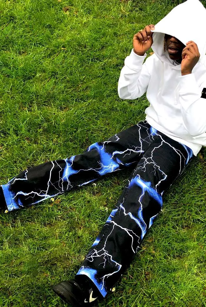 Lightning Bolt Print Jeans