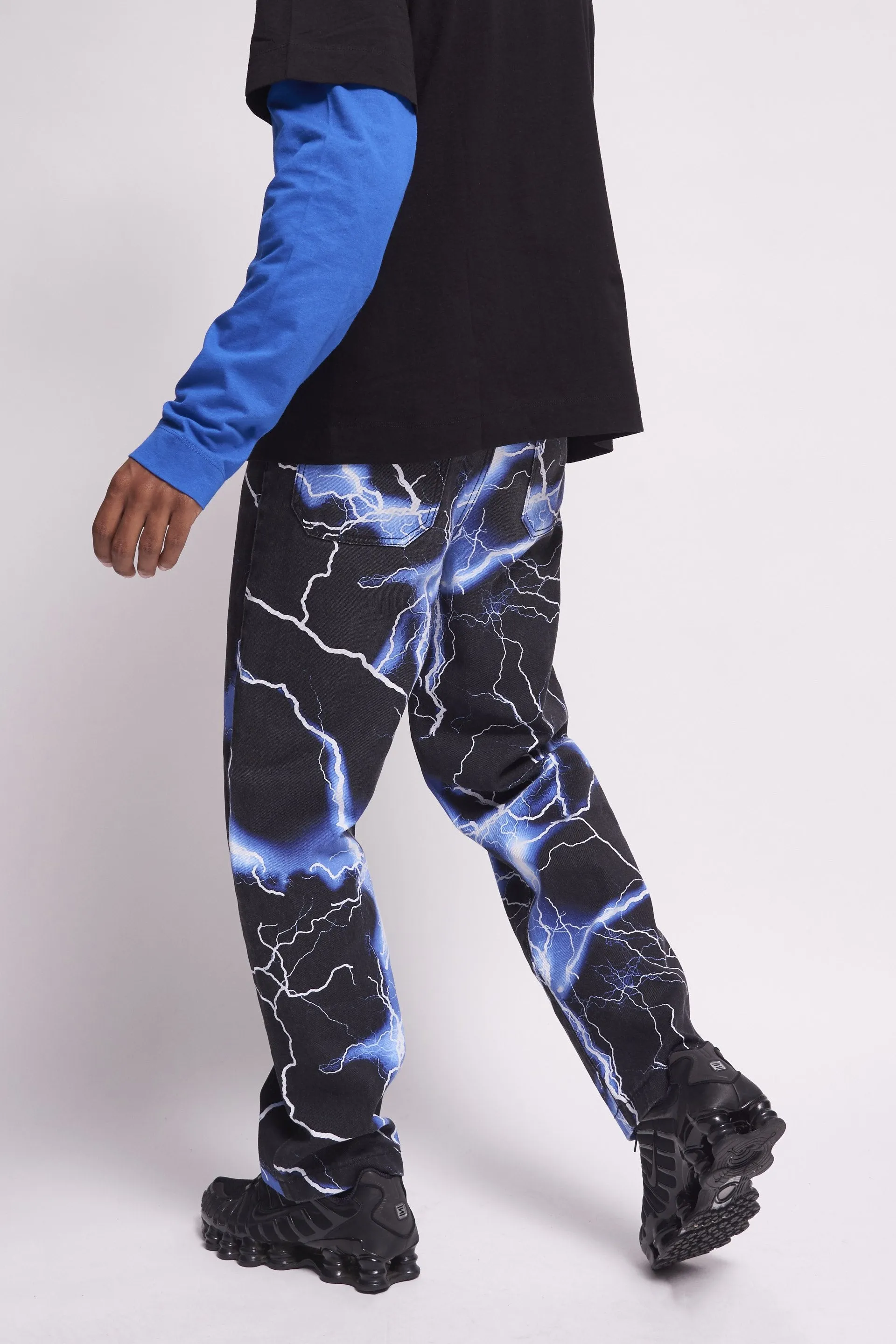 Lightning Bolt Print Jeans