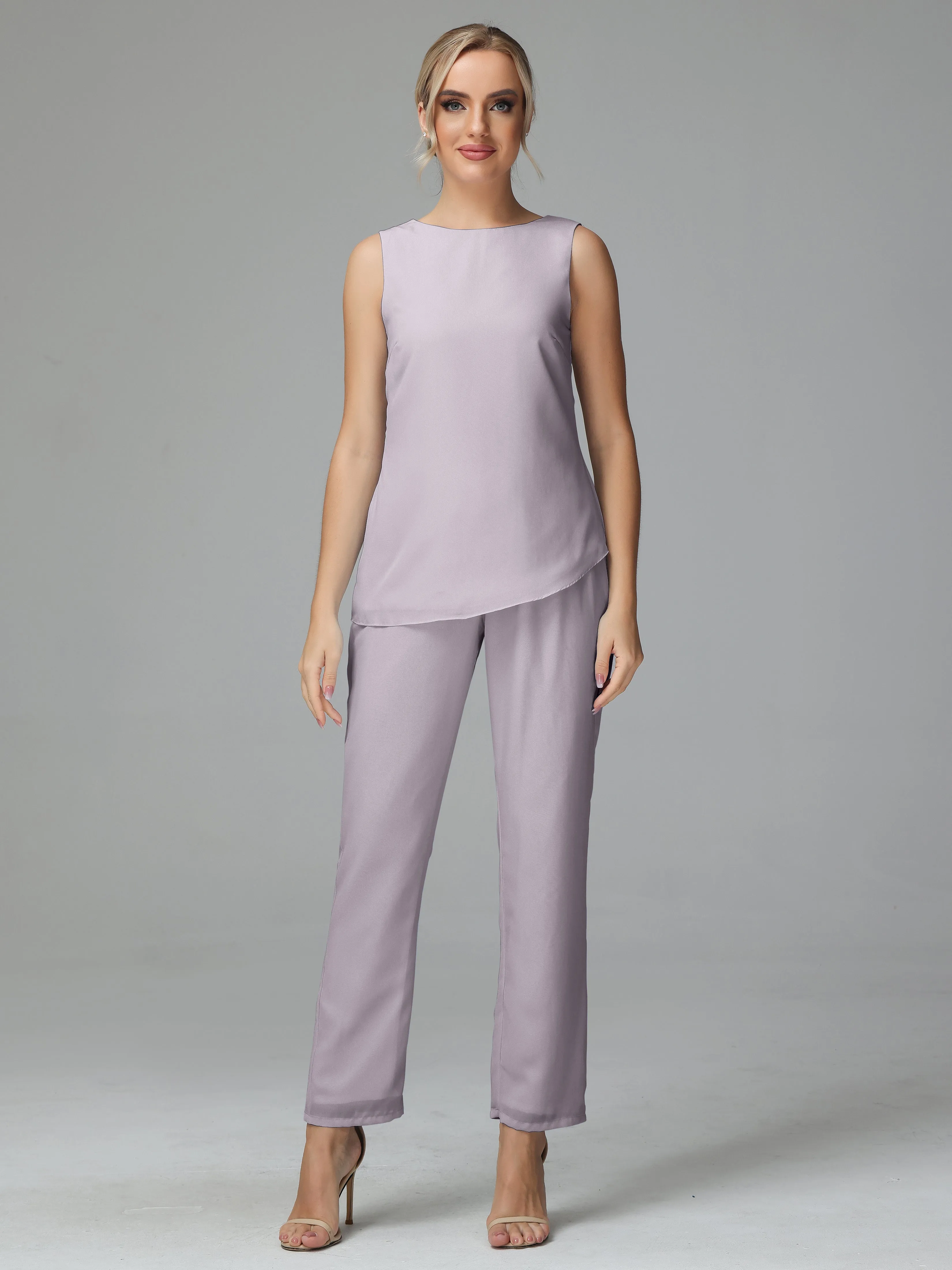 Long Sleeves 3 Pieces Chiffon Mother of Bride Dress Pant Suits