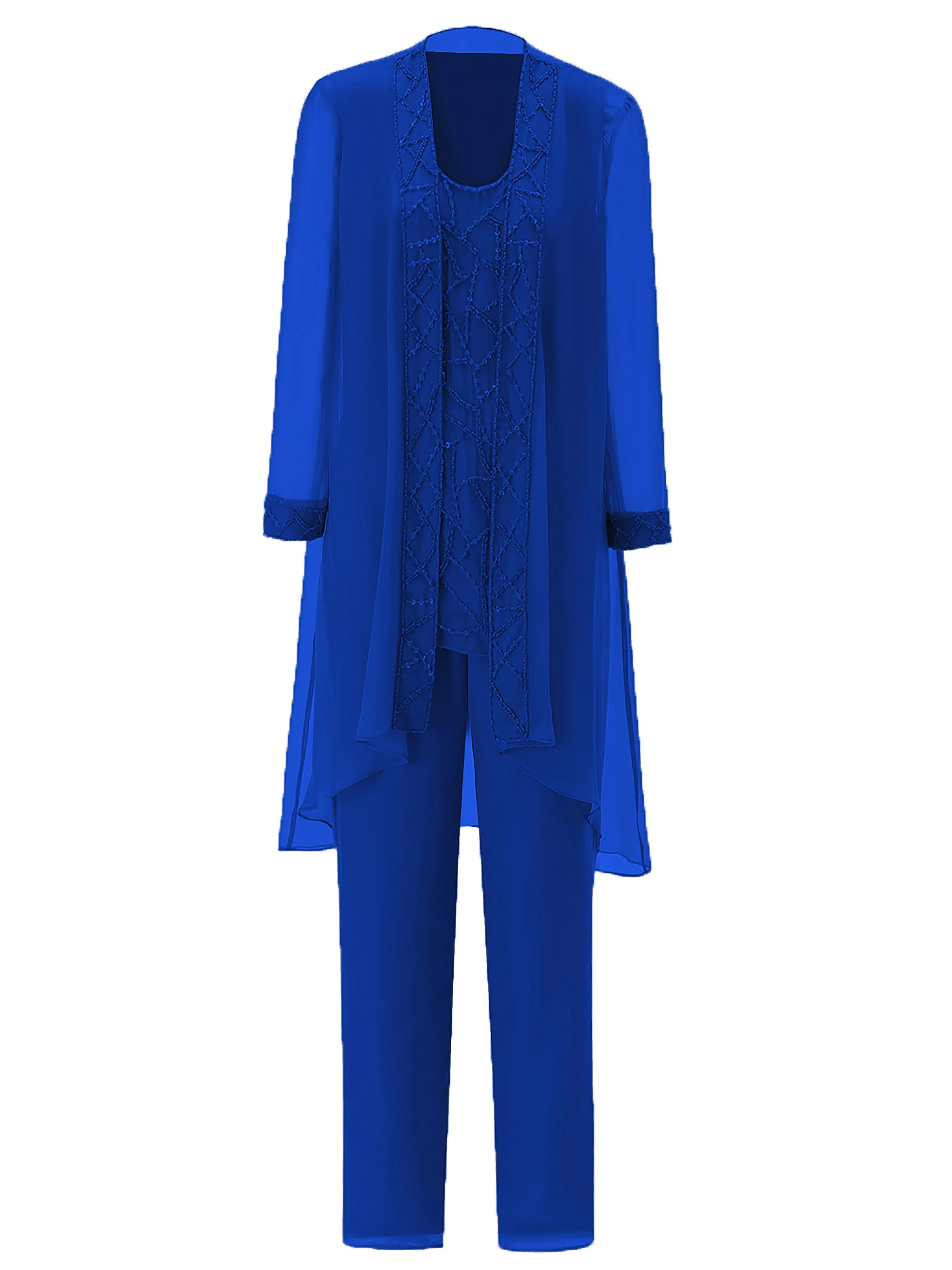 Long Sleeves Chiffon Mother of the Bride Dress Pant Suits