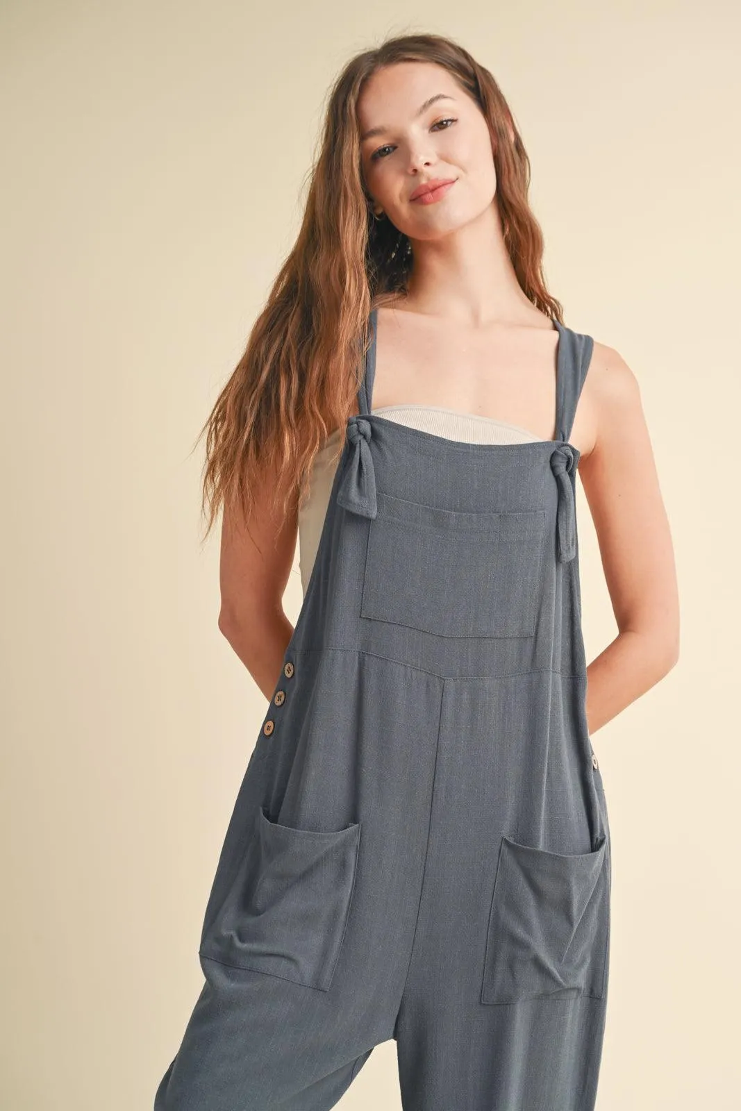 LOVELY IN LINEN OVERALLS