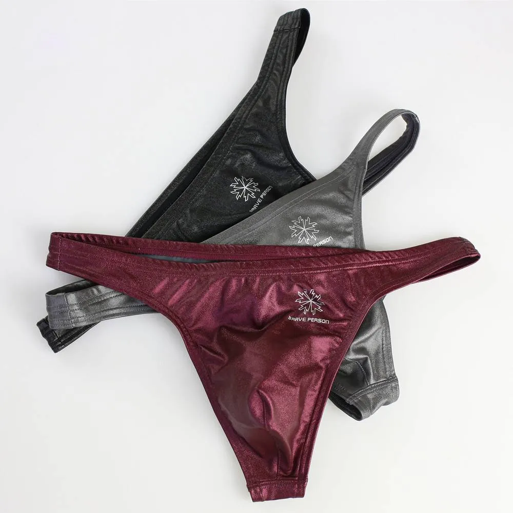Low Waist Polyester Blends Solid Color Men Brief