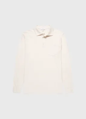 Men's WM Brown Long Sleeve Polo Shirt in Undyed