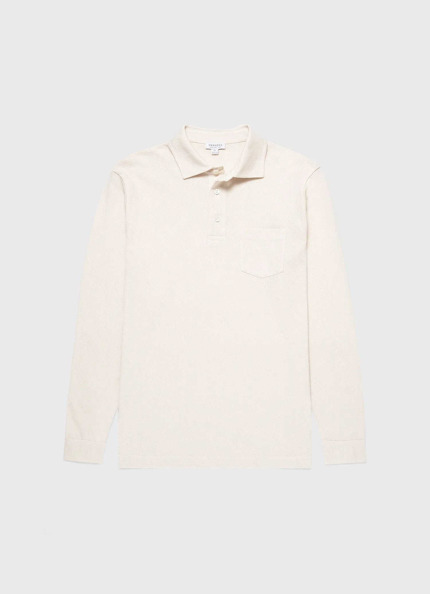 Men's WM Brown Long Sleeve Polo Shirt in Undyed