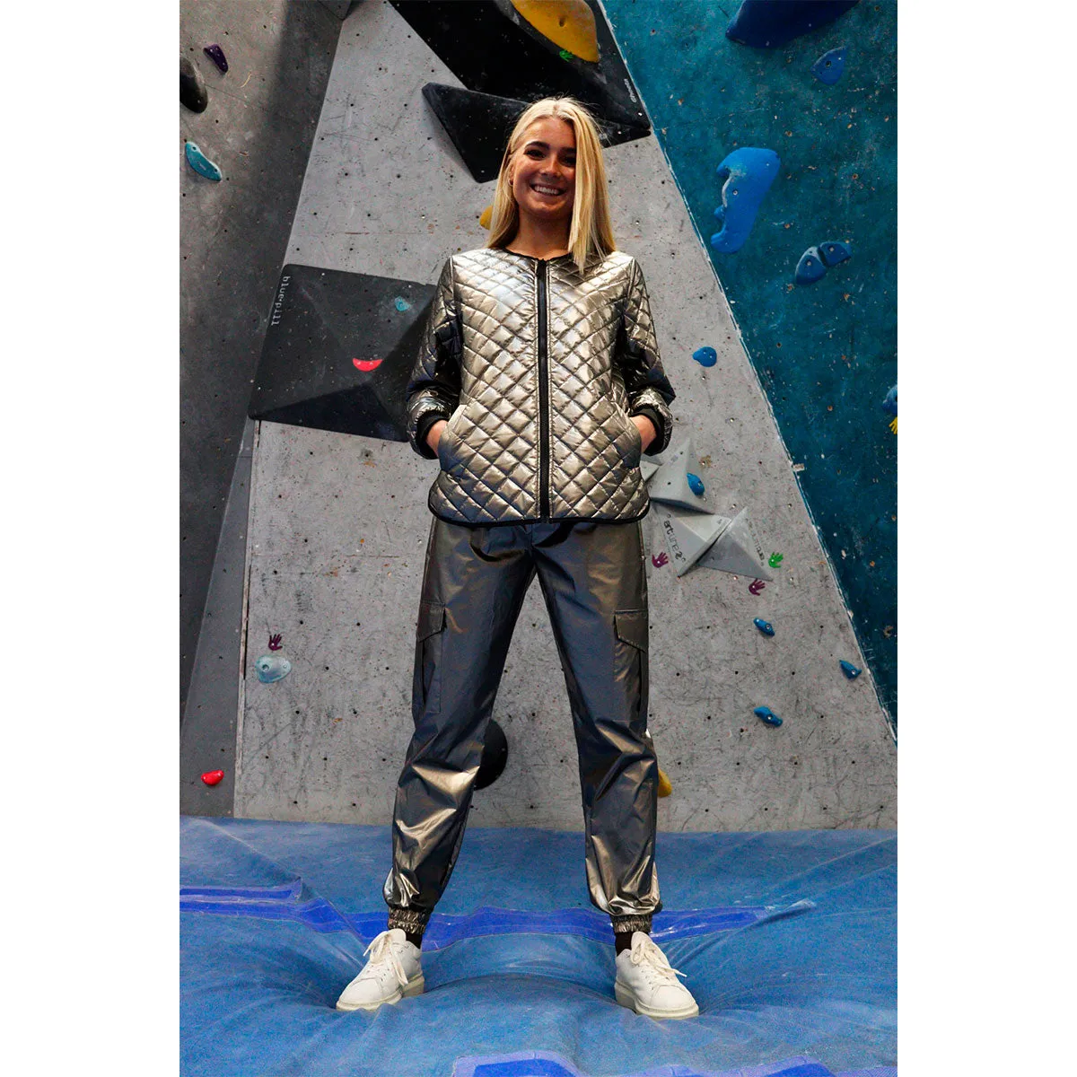 Meta cargo pants dark grey metallic