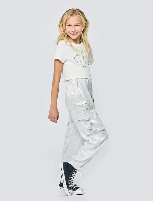 Metallic Cargo Pocket Jogger Pants