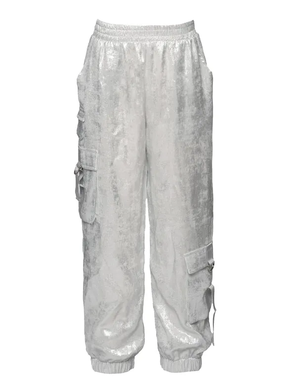Metallic Cargo Pocket Jogger Pants