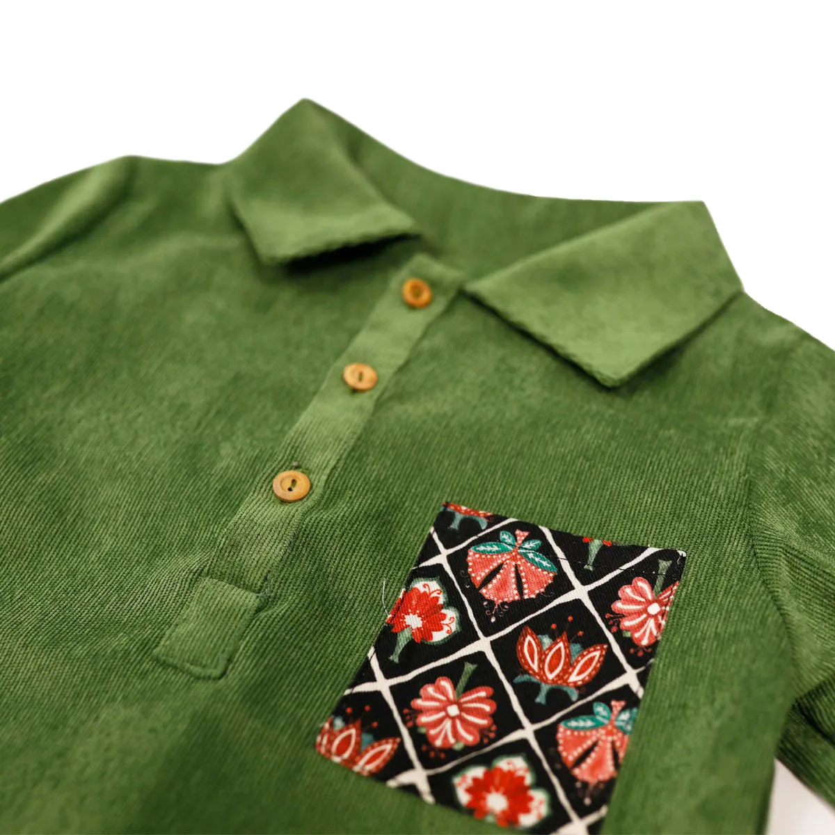 Milos Olive Corduroy Polo Shirt