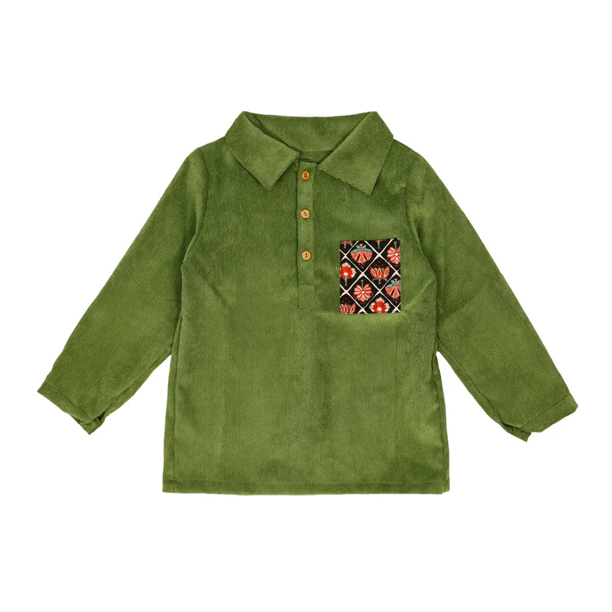 Milos Olive Corduroy Polo Shirt
