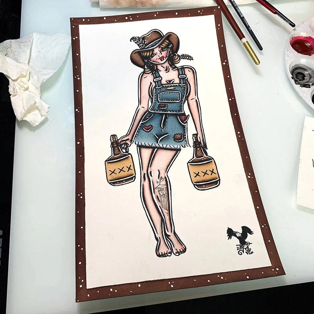 Moonshiner Pinup Original Painting