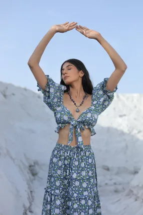 Naomi Two Piece Short Crop Top and Skirt ~ Blue