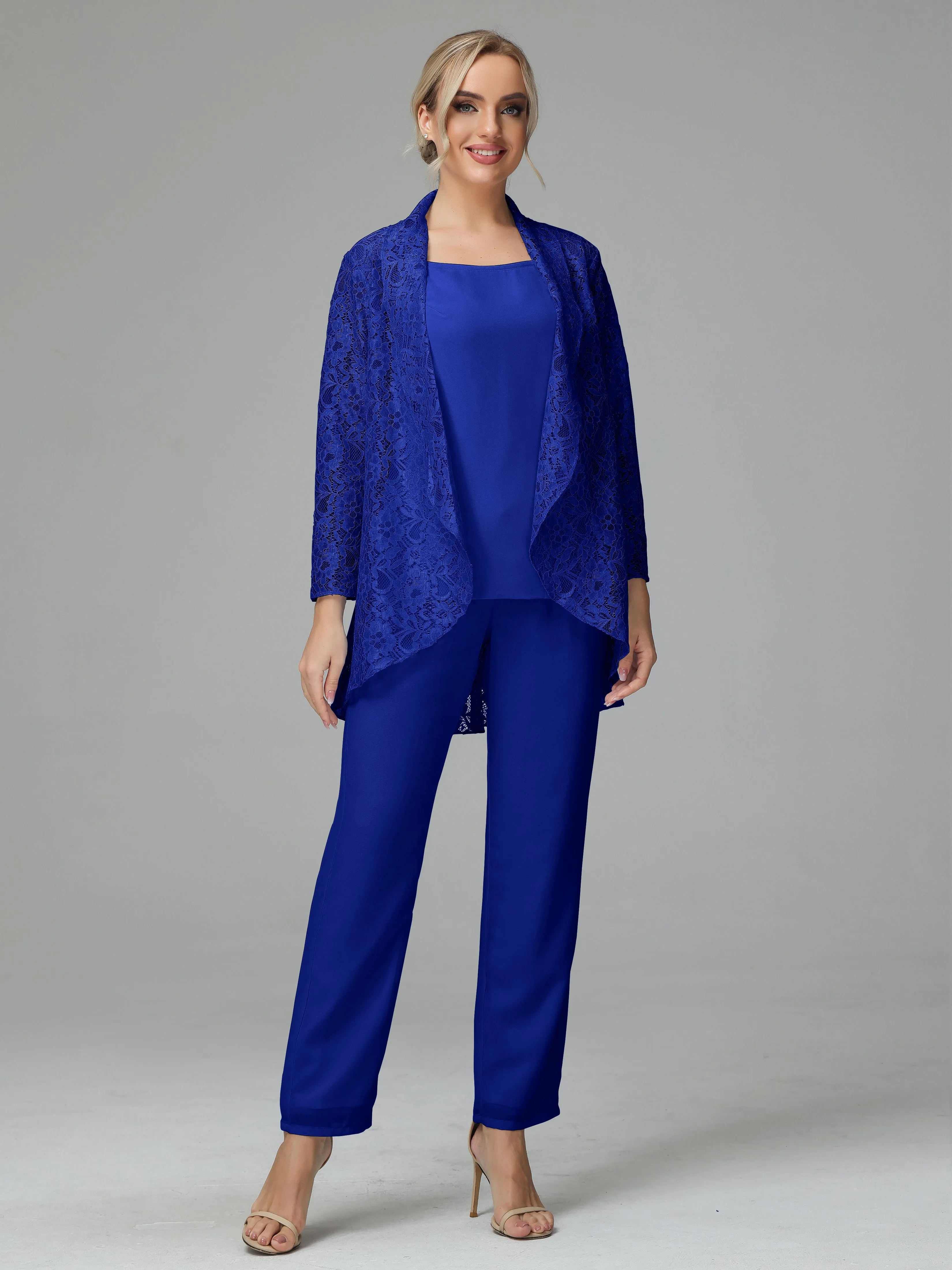 Pantsuit Separates Scoop Floor-Length Chiffon Mother of the Bride Dress