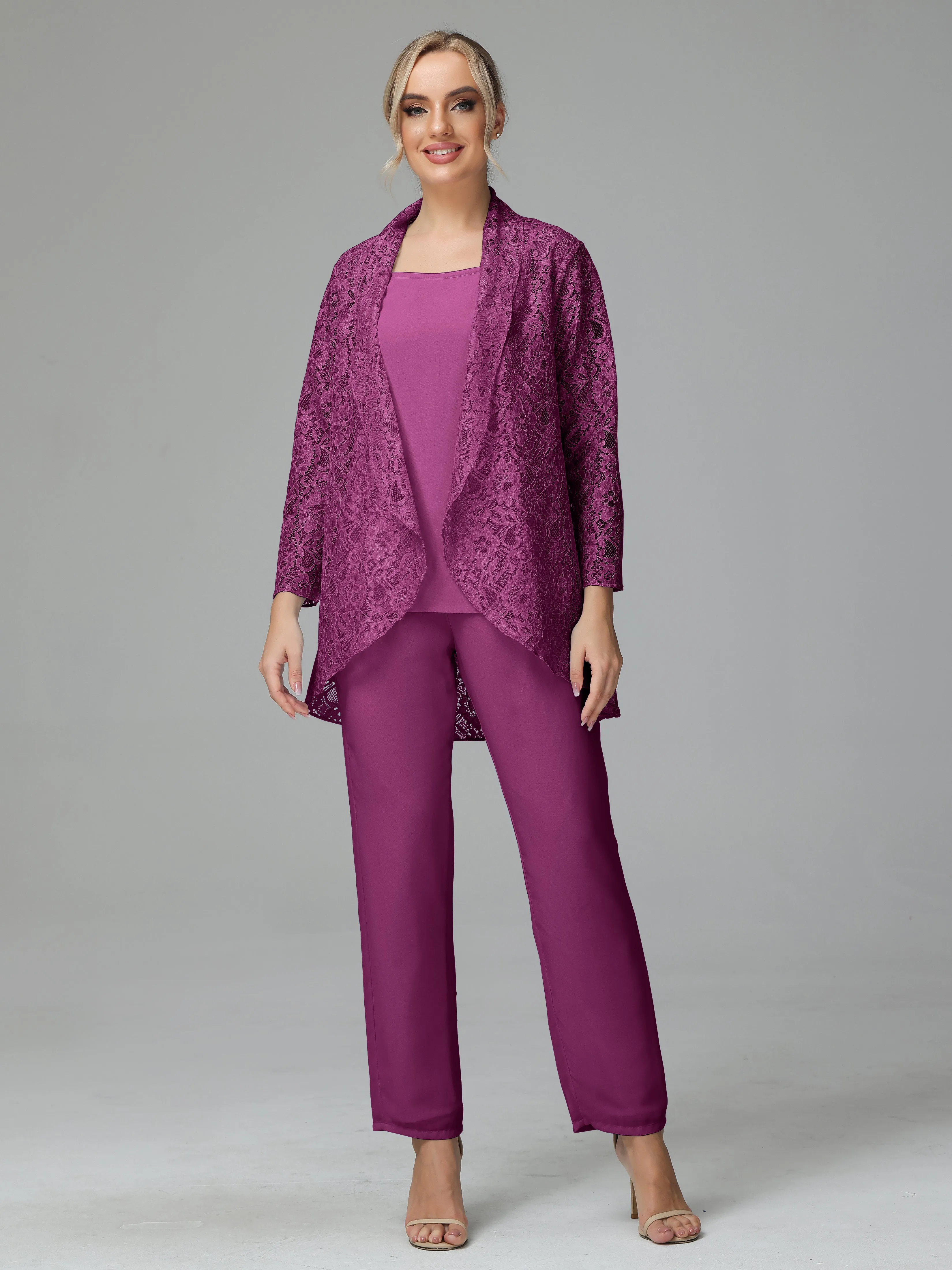 Pantsuit Separates Scoop Floor-Length Chiffon Mother of the Bride Dress