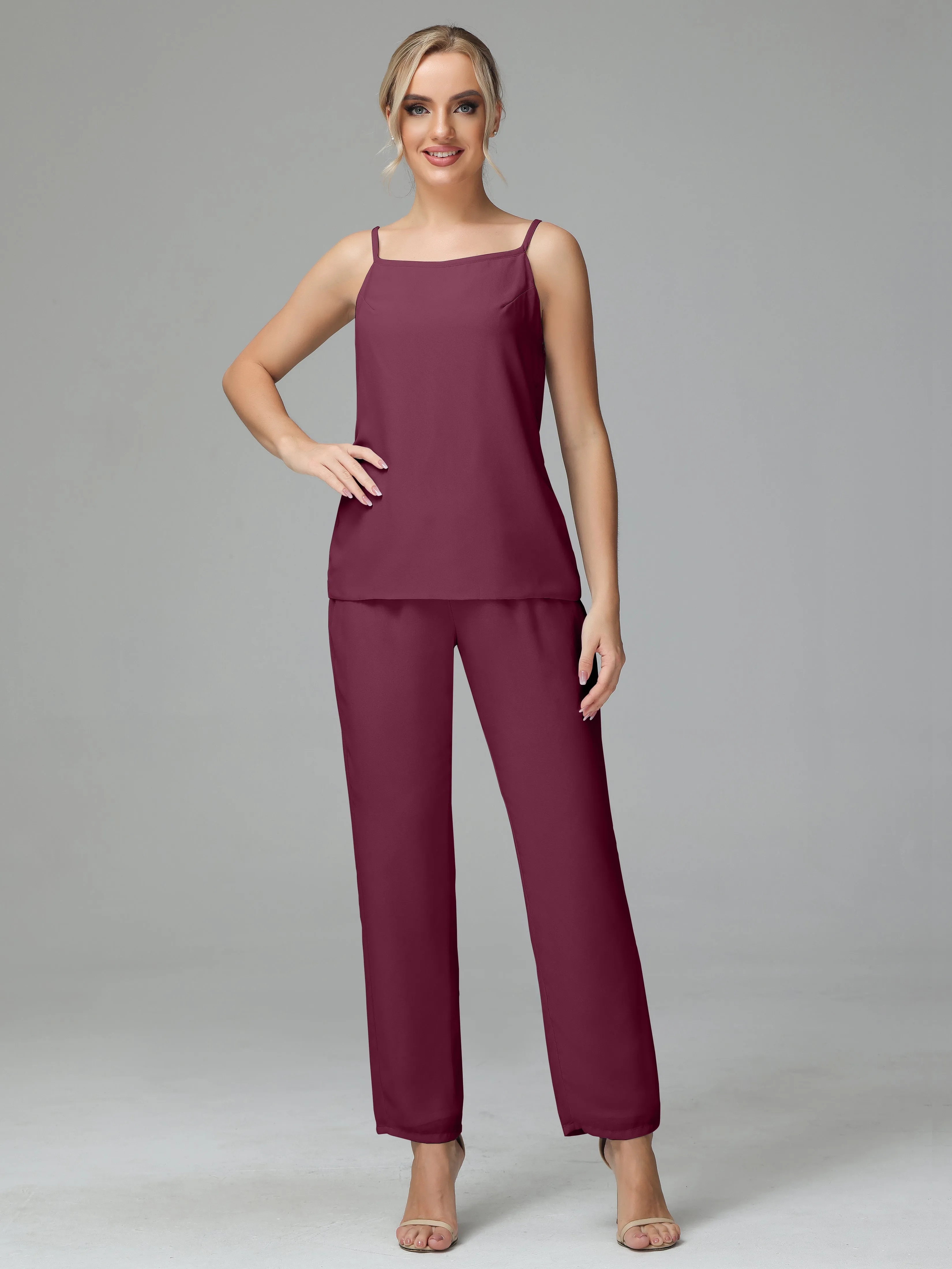 Pantsuit Separates Scoop Floor-Length Chiffon Mother of the Bride Dress