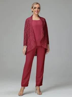 Pantsuit Separates Scoop Floor-Length Chiffon Mother of the Bride Dress