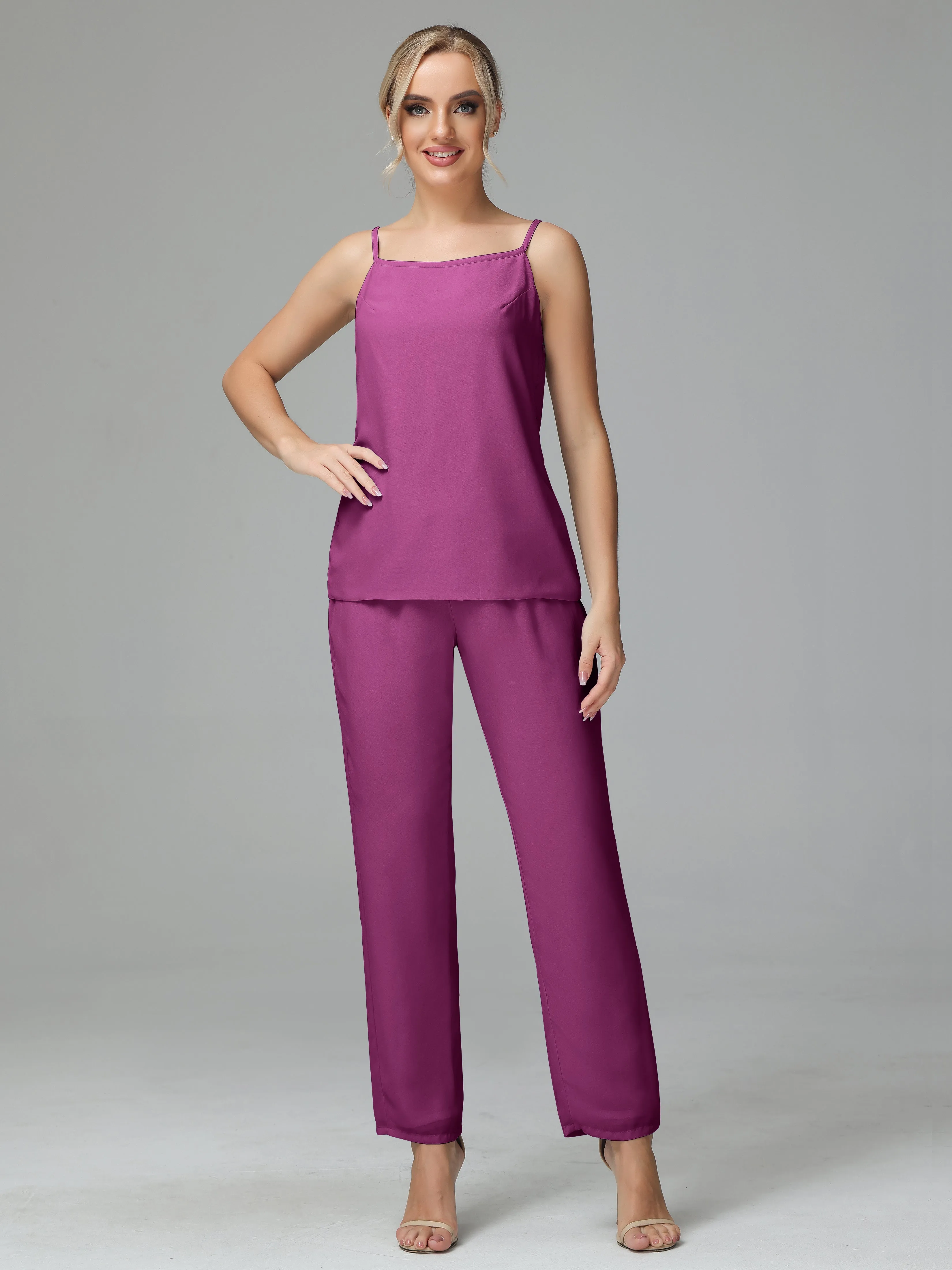 Pantsuit Separates Scoop Floor-Length Chiffon Mother of the Bride Dress