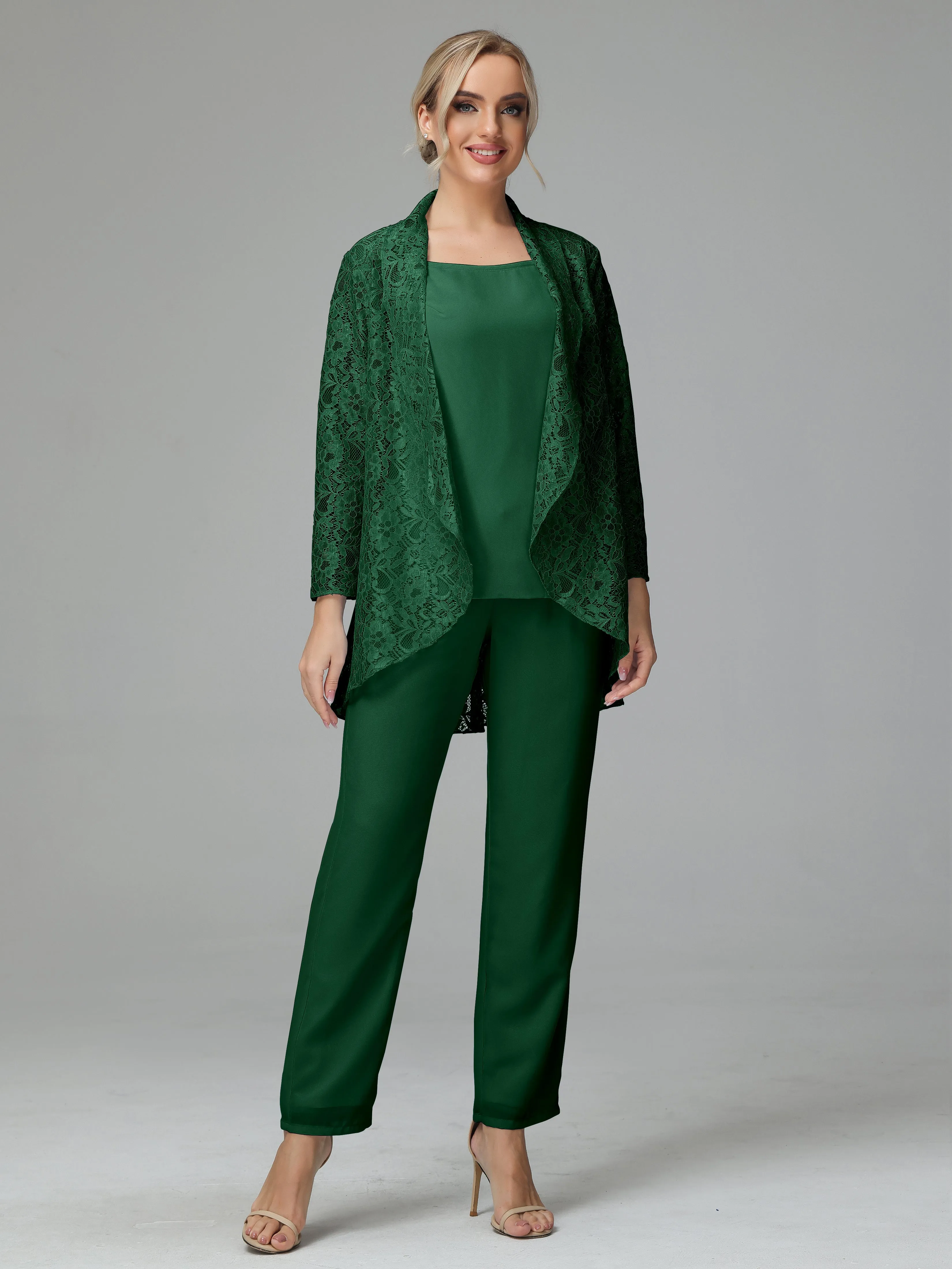 Pantsuit Separates Scoop Floor-Length Chiffon Mother of the Bride Dress