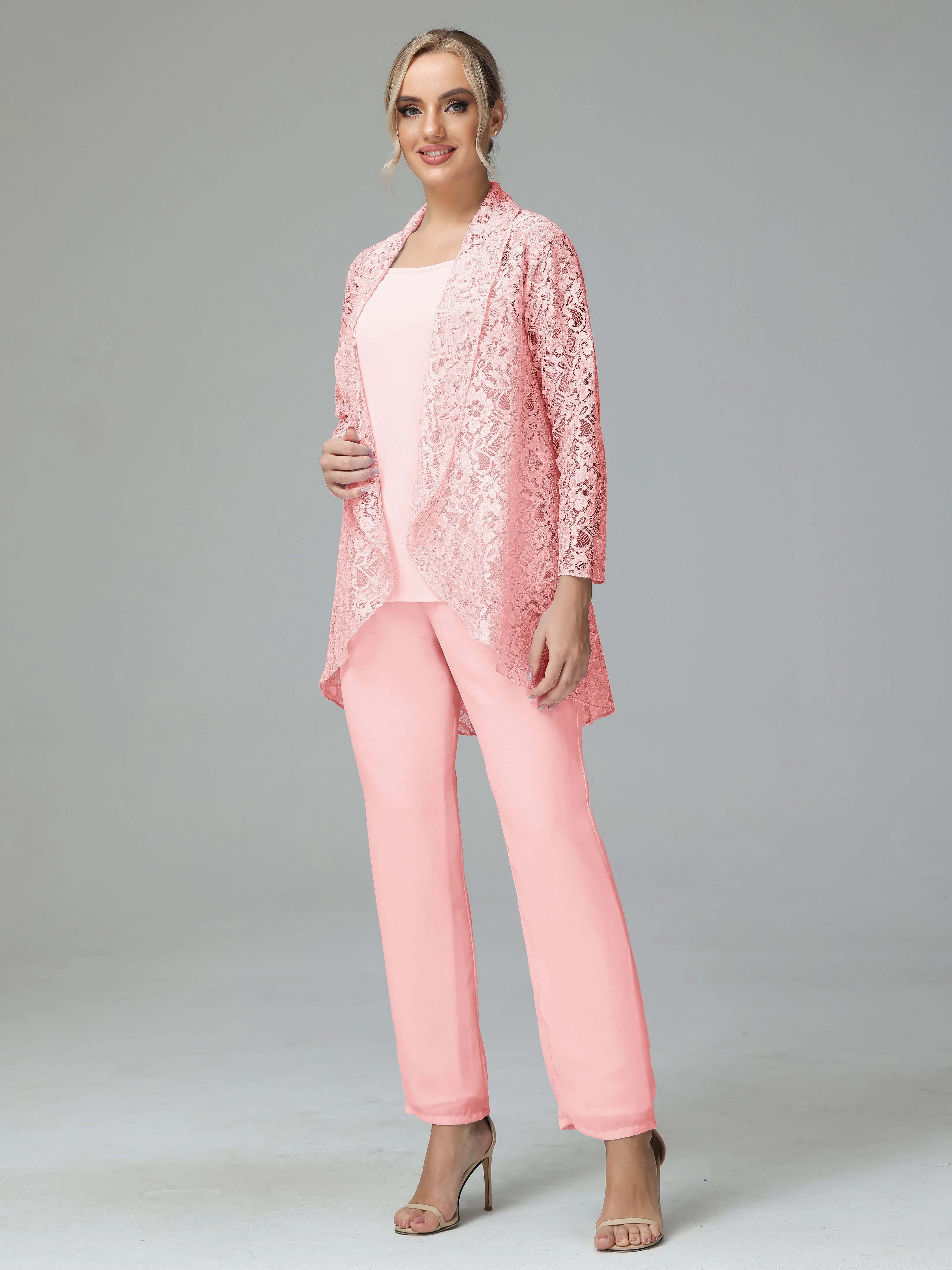 Pantsuit Separates Scoop Floor-Length Chiffon Mother of the Bride Dress