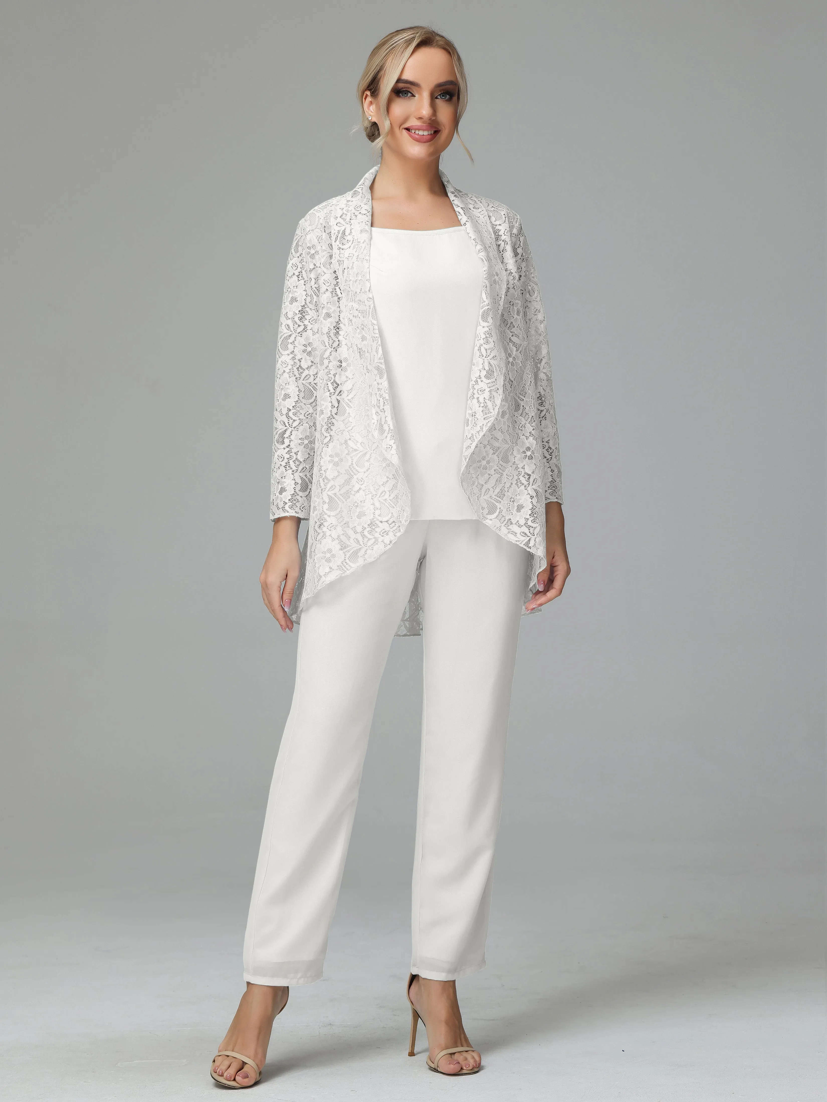 Pantsuit Separates Scoop Floor-Length Chiffon Mother of the Bride Dress