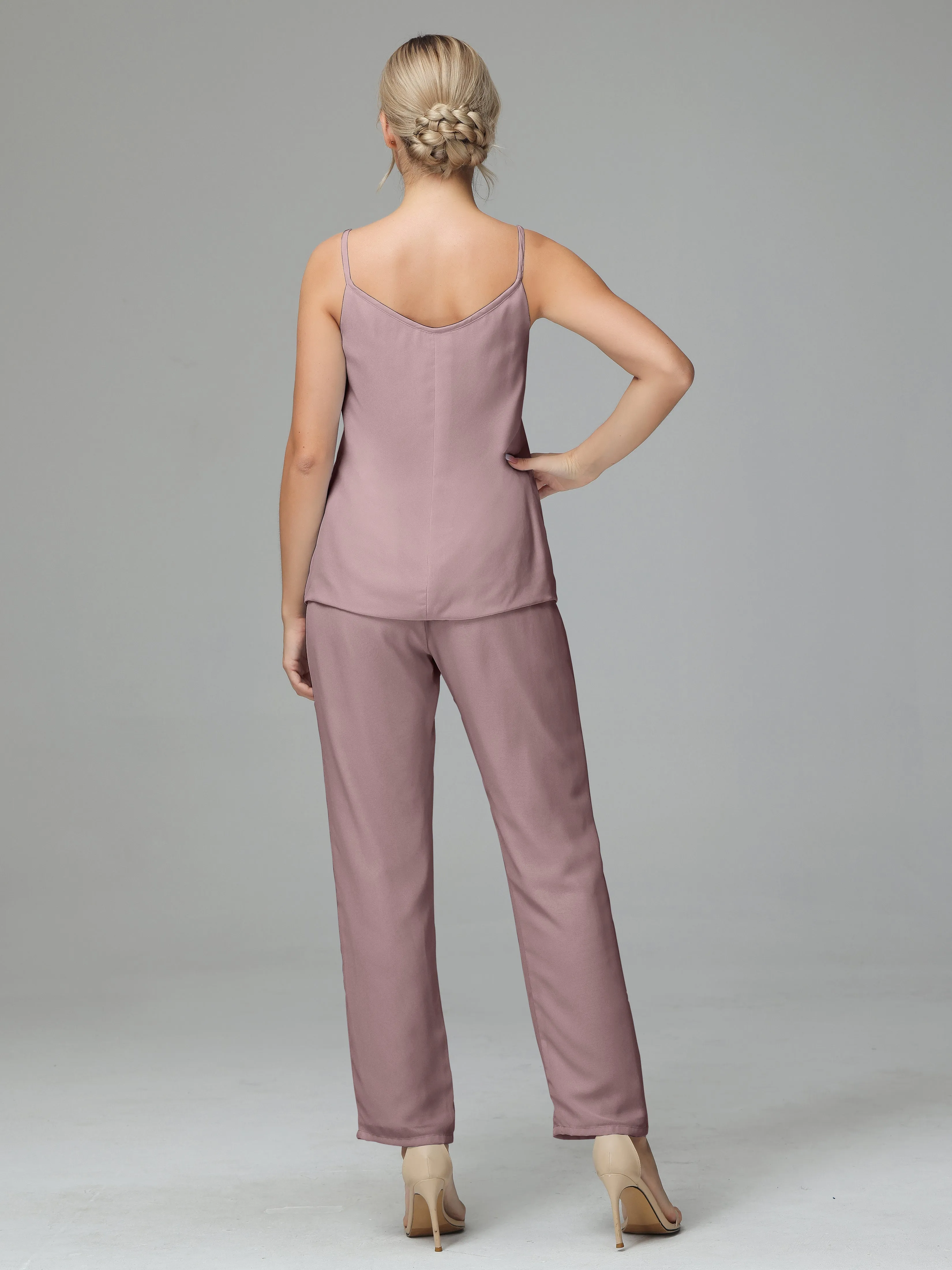 Pantsuit Separates Scoop Floor-Length Chiffon Mother of the Bride Dress