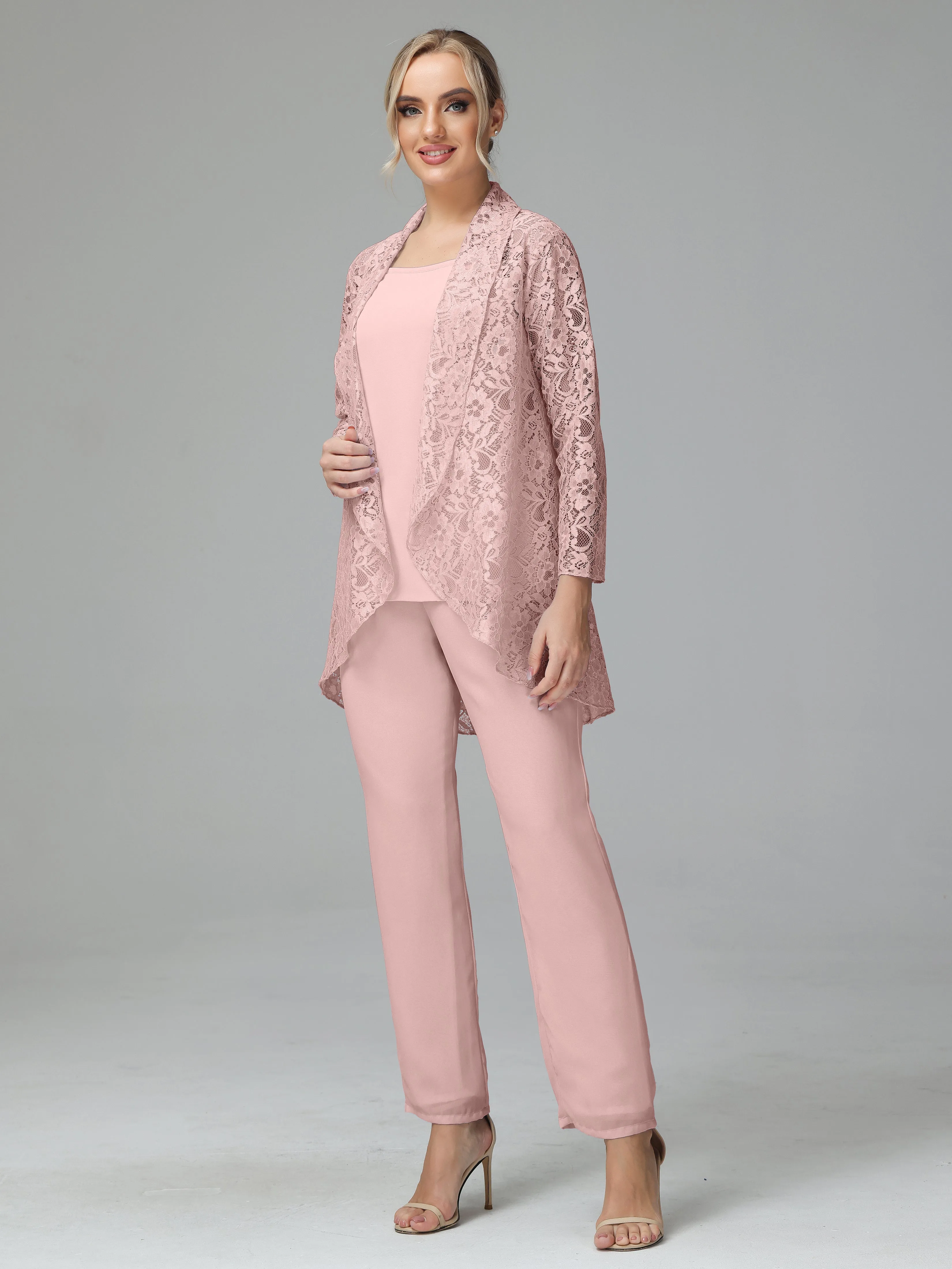Pantsuit Separates Scoop Floor-Length Chiffon Mother of the Bride Dress