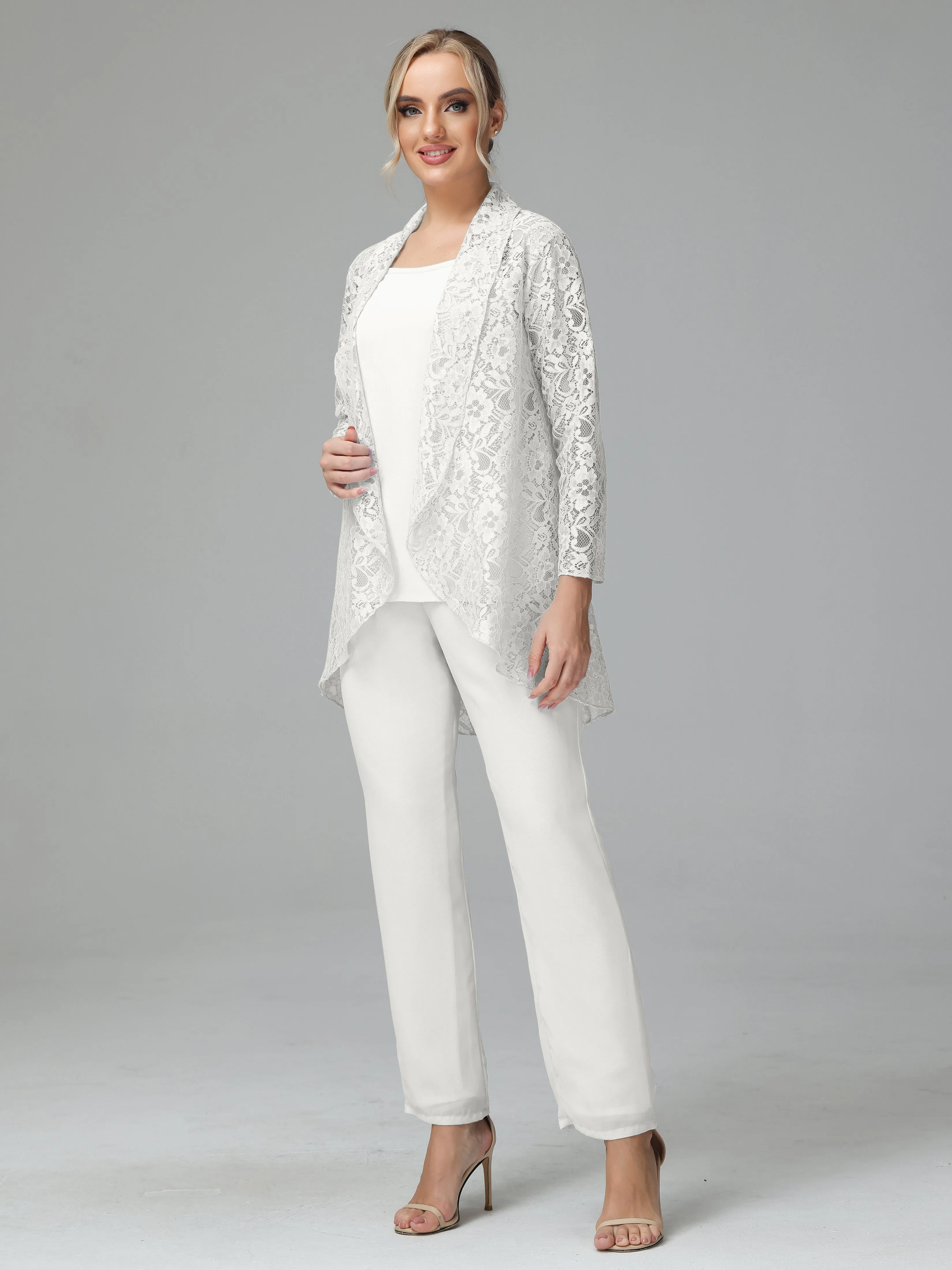 Pantsuit Separates Scoop Floor-Length Chiffon Mother of the Bride Dress