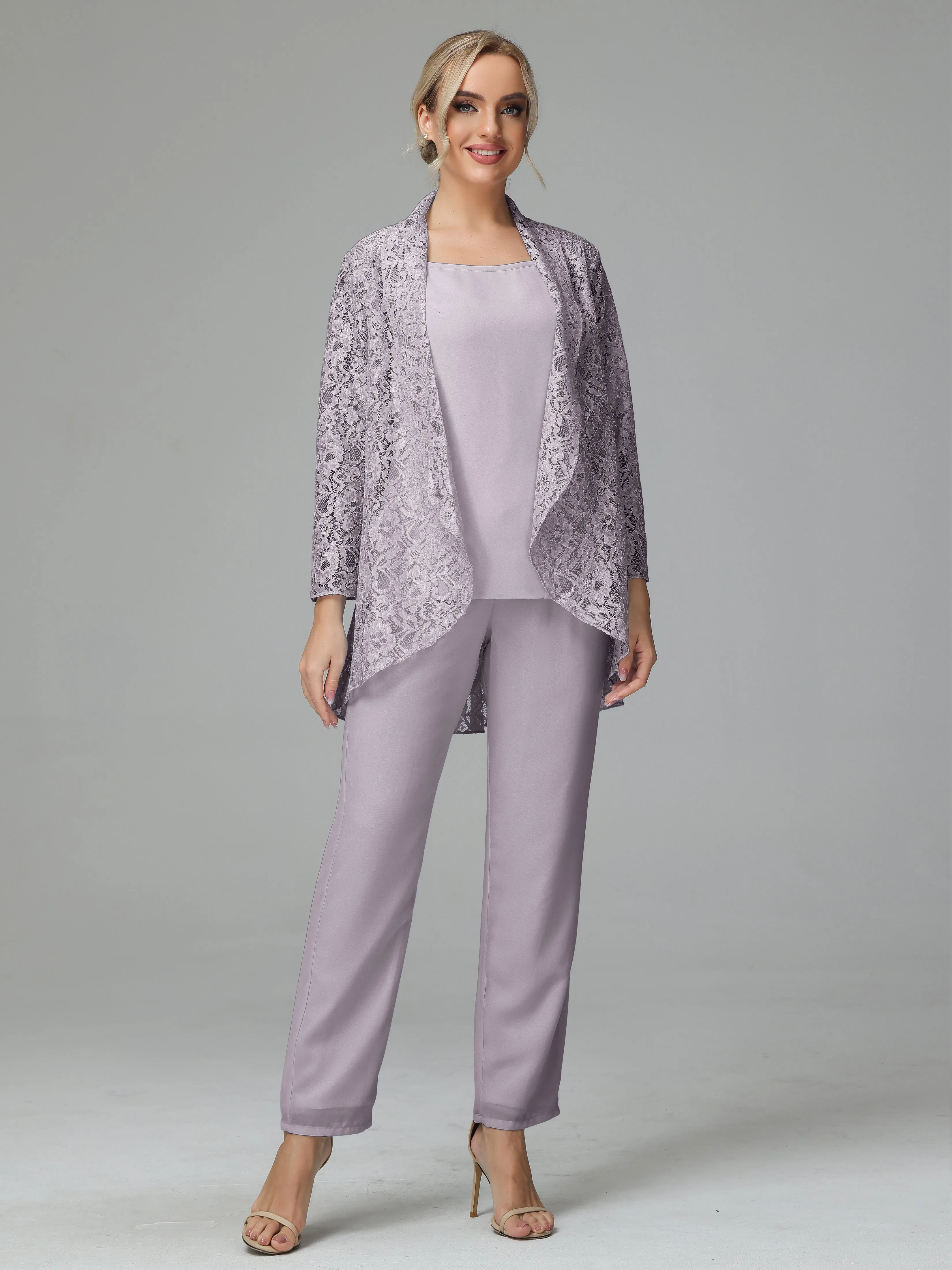 Pantsuit Separates Scoop Floor-Length Chiffon Mother of the Bride Dress