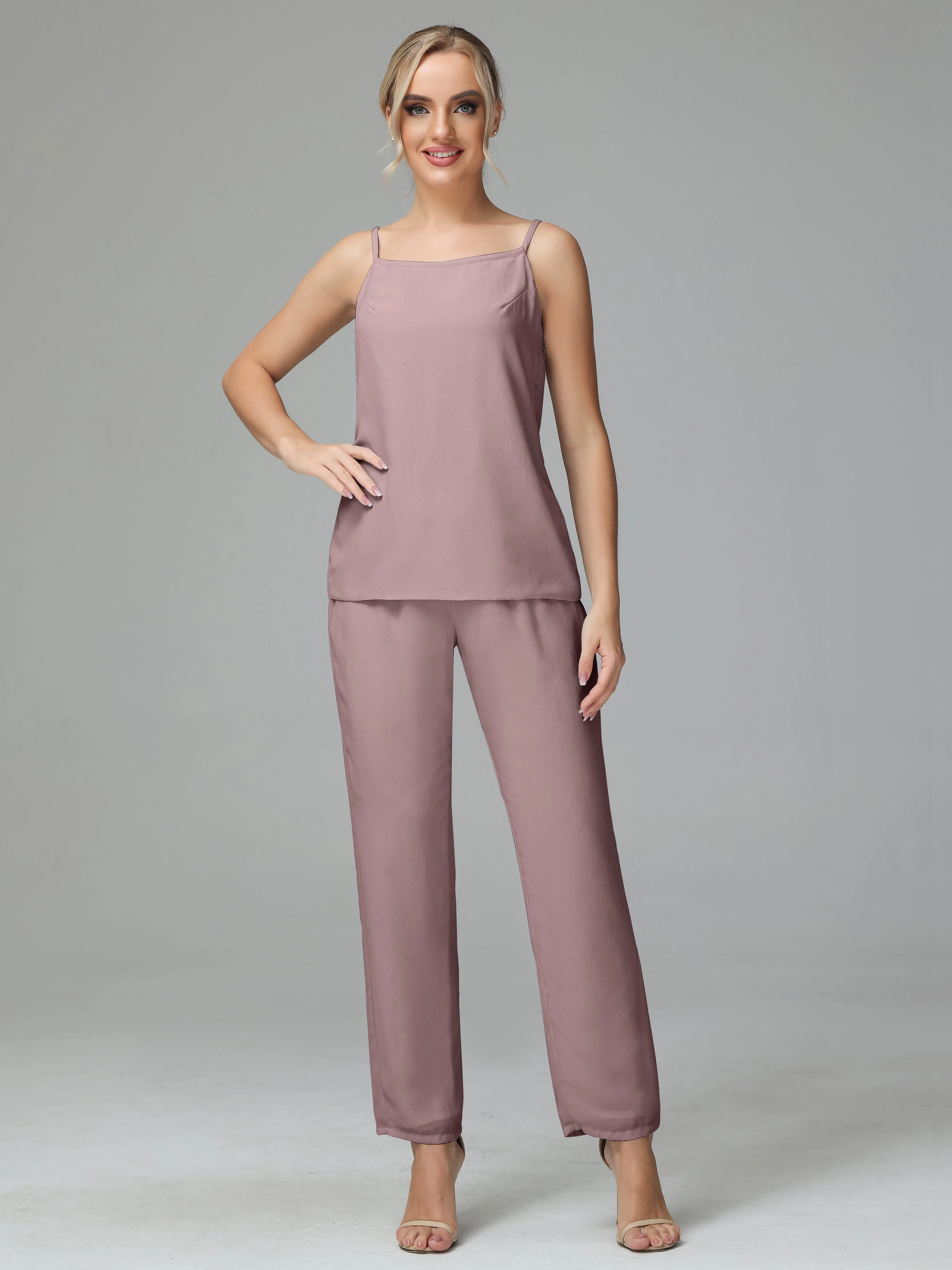 Pantsuit Separates Scoop Floor-Length Chiffon Mother of the Bride Dress