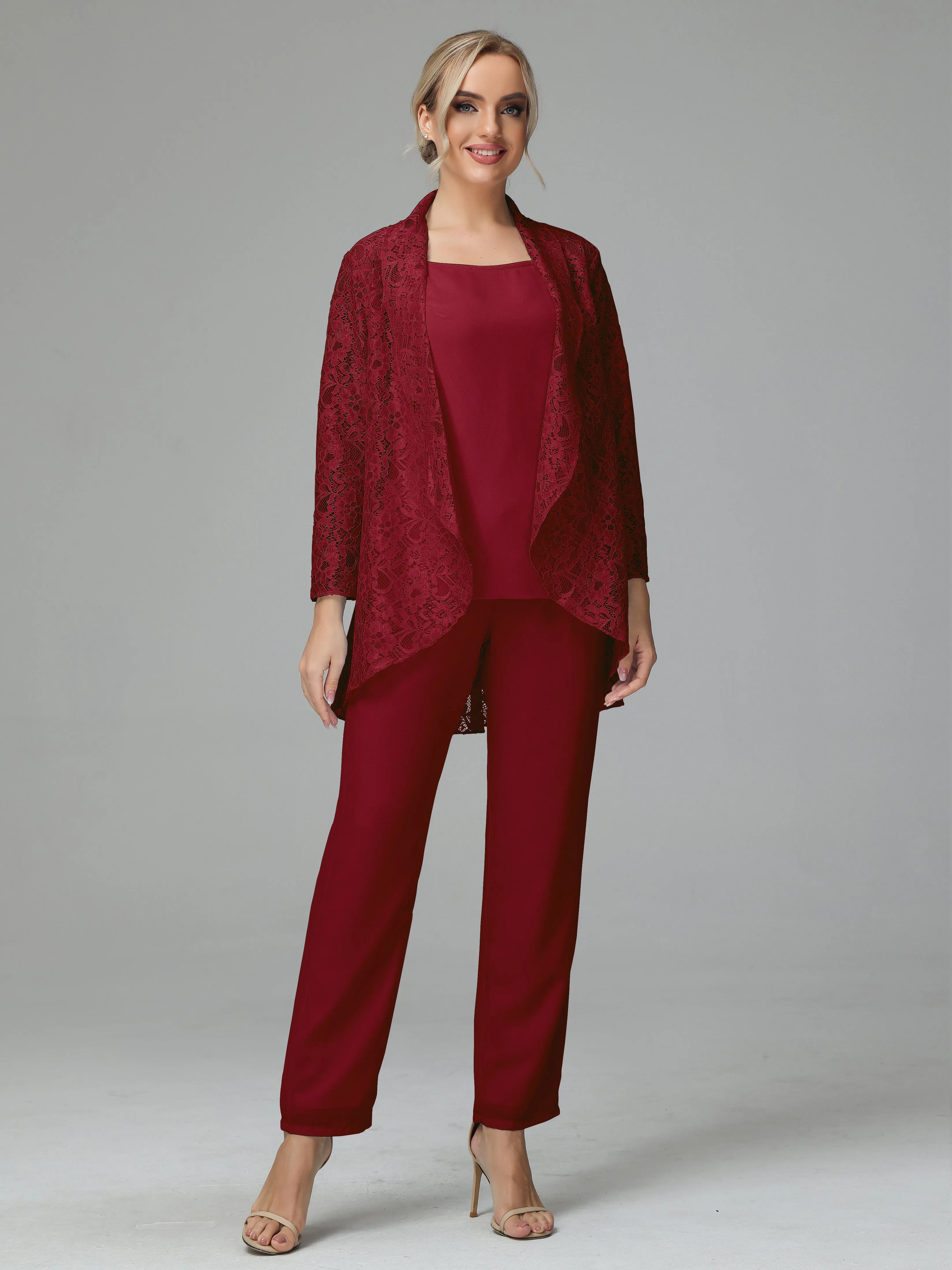 Pantsuit Separates Scoop Floor-Length Chiffon Mother of the Bride Dress