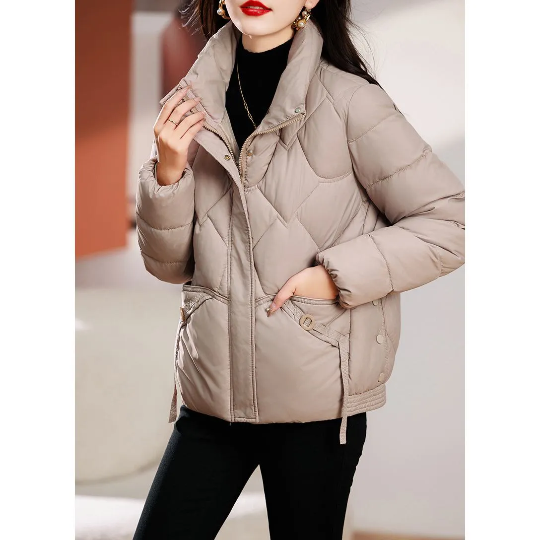 Quilted Diamond Cropped Puffer Jacket