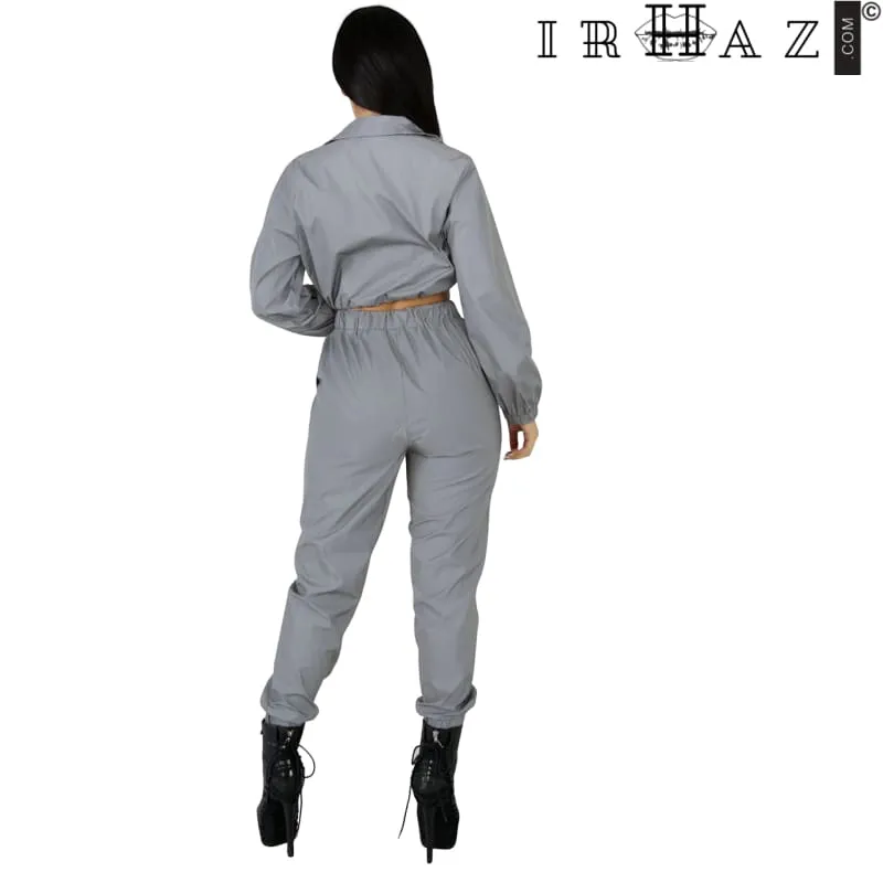 Shiny Reflective Women's Two Piece Tracksuit Co-ord Set