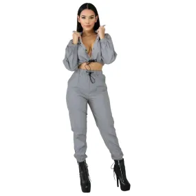 Shiny Reflective Women's Two Piece Tracksuit Co-ord Set