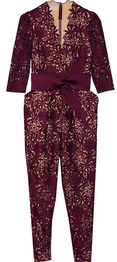 Stella McCartney - Burgundy Lace Jumpsuit with Belt -IT 42