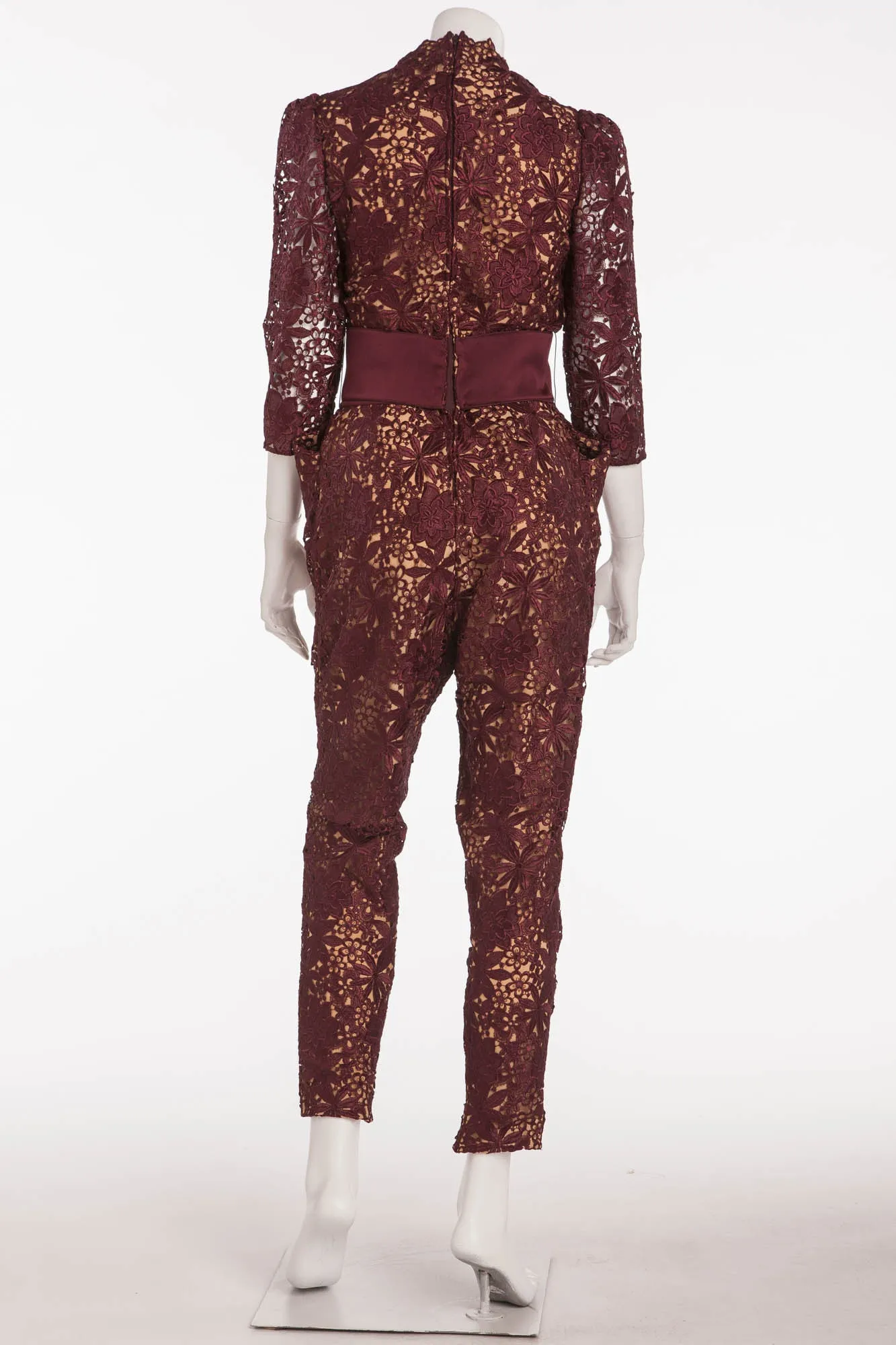 Stella McCartney - Burgundy Lace Jumpsuit with Belt -IT 42