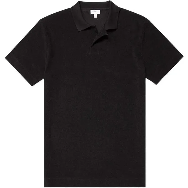 Sunspel Terry Polo Shirt - Black