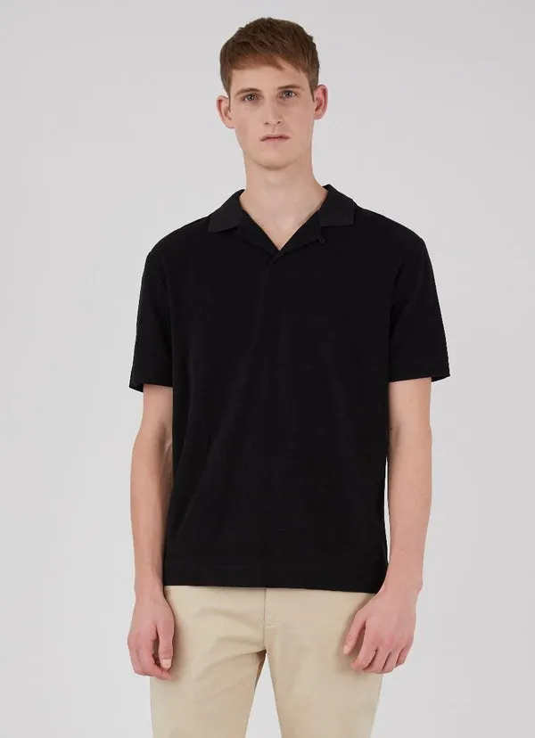 Sunspel Terry Polo Shirt - Black