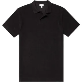 Sunspel Terry Polo Shirt - Black